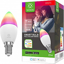 WOOX R9075 Smart RGB LED Bulb, WiFi, E14, CCT, Google Assistant & Amazon Alexa