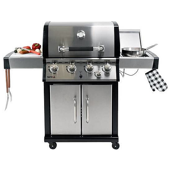 Yato YG-20013 outdoor barbecue/grill Cart Gas Black, Silver 17500 W