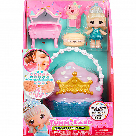 Yummiland Beauty Bag Playset + Lip Gloss Doll - Cupcake Beauty Bag, Spielfigur