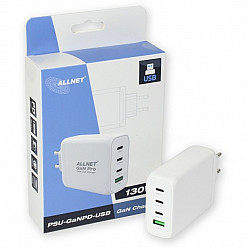 Z ALLNET Ersatznetzteil QC USB-C PD GaN Netzteil Power Supply130Watt 1x USB Typ-A QC 3x USB Typ-C**EU PLUG**