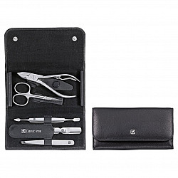 Zwilling Classic Inox Manicure Set - Black Leather Case, 5 Pieces - Black