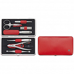 Zwilling Twinox Travel Set – Red Leather Case, 7 Pieces - Red