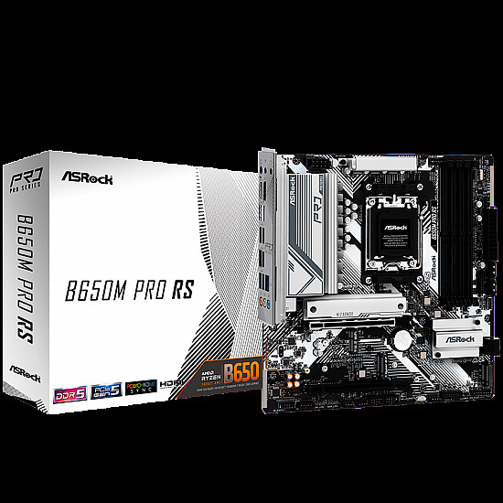ASRock B650M PRO RS AM5 DDR5 micro ATX plokštė su PCIe 5.0 ir 2.5G LAN