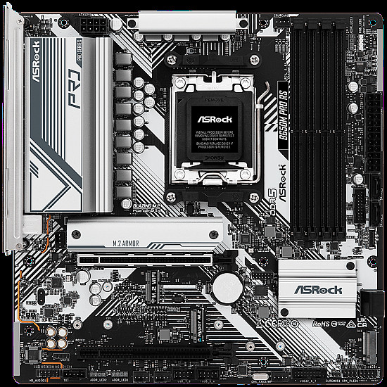 ASRock B650M PRO RS AM5 DDR5 micro ATX plokštė su PCIe 5.0 ir 2.5G LAN