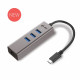 USB-C Metal 3 Port HUB with Gigabit Ethernet Adapter