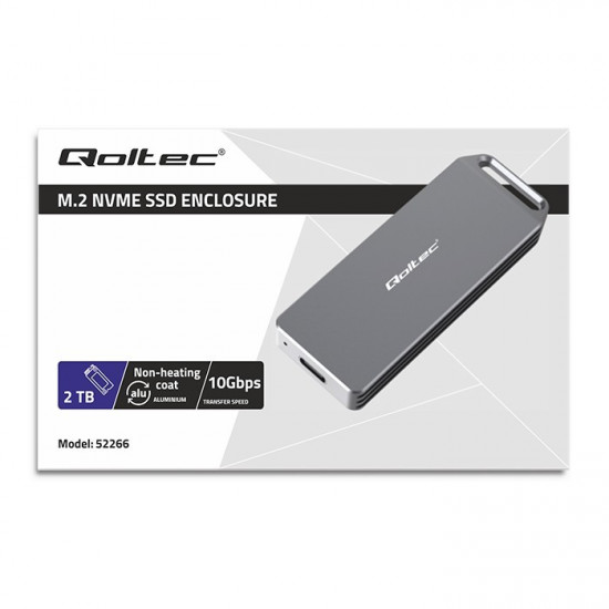 Enclosure mini for M.2 SSD | NVMe | PCIe | USB3.1 | Super speed10Gb/s | 2TB | Silver Enclosure mini for M.2 SSD | NVMe | PCIe | USB3.1 | Super speed10Gb/s | 2TB | Silver