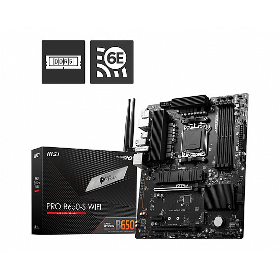 MSI PRO B650-S WIFI pagrindinė plokštė su DDR5, PCIe 4.0, WiFi 6E 2025