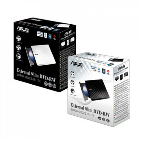 Asus SDRW-08D2S-U Lite Interface USB 2.0 DVD RW CD read speed 24 x CD write speed 24 x Black Desktop/Notebook