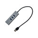 USB 3.0 Metal 3 Port HUB with Gigabit Ethernet Adapter