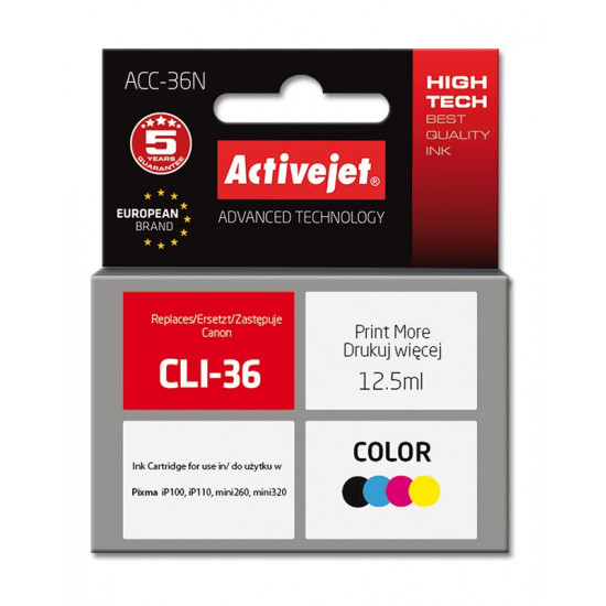 Activejet ACC-36N Ink cartridge (replacement for Canon CLI-36 Supreme 12.5 ml colour)