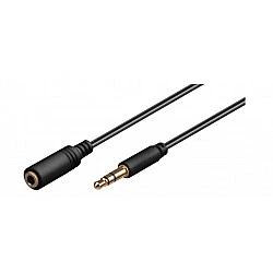 Wentronic Goobay 3,5mm-Klinke-Verlängerungskabel, Schwarz, 5 m - Klinke 3,5 mm-Stecker (3-Pin, Stereo) > Klinke 3,5 mm-Buchse (3-Pin, Stereo) (97122)