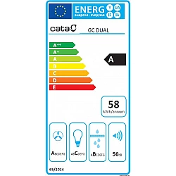 CATA Hood GC DUAL A 45 XGWH Canopy, Energy efficiency class A, Width 45 cm, 820 m3/h, Touch control, LED, White glass