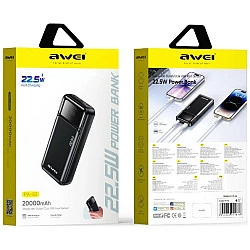 Powerbank Awei PA-92 20000mAh 22,5W PD 2xUSB-C czarny