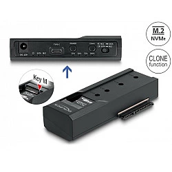 DeLOCK USB Type-C Converter for 1 x M.2 NVMe SSD + 1 x SATA SSD / HDD with Clone Function