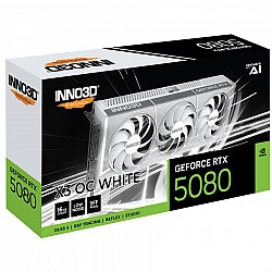 Vaizdo plokštė NVIDIA Inno3D RTX 5080 16GB GDDR7 PCIe 5.0 3 ventiliatorių balta
