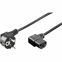 Wentronic Goobay Kaltgeräte Anschlusskabel beidseitig abgewinkelt, 1,5 m, Schwarz - Typ F (Typ F, CEE 7/7) > Gerätebuchse C13 (Kaltgeräteanschluss) (96042)