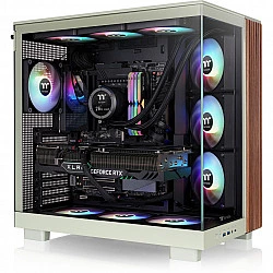 View 380 XL WS ARGB , Tower-Gehäuse hellgrün/holz, Tempered Glass x 2, Holzstruktur