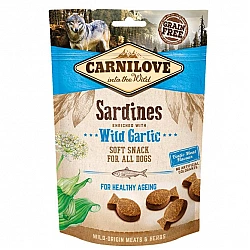 CARNILOVE Semi Moist Snack Sardines Enriched With Wild Garlic - Dog treat with sardines and garlic - 200 g