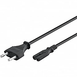 Wentronic Goobay Euro Anschlusskabel, 3 m, Schwarz - Eurostecker (Typ C, CEE 7/16) > Gerätebuchse C7 (95038)