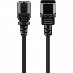 Wentronic Goobay Kaltgeräte Verlängerung, 2 m, Schwarz - Gerätestecker C14 (Kaltgeräteanschluss) > Gerätebuchse C13 (Kaltgeräteanschluss) (50081)