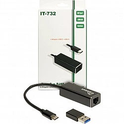 USB Adapter Argus IT-732, USB-C Stecker > RJ-45 Buchse (schwarz, 10/100/1.000/2.500 Mbit/s)