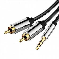 Vention 3.5mm Male to 2RCA Male Audio Cable 3M Black Metal Type