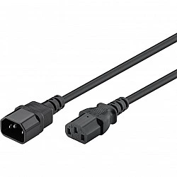 Wentronic Goobay Kaltgeräte Verlängerung, 2 m, Schwarz - Gerätestecker C14 (Kaltgeräteanschluss) > Gerätebuchse C13 (Kaltgeräteanschluss) (50081)
