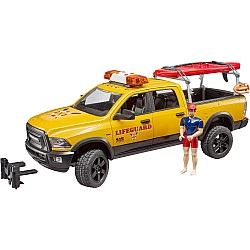 RAM 2500 Power Wagon Life Guard, Modellfahrzeug gelb/schwarz, Inkl. Figur, Stand Up Paddle und Light & Sound Modul