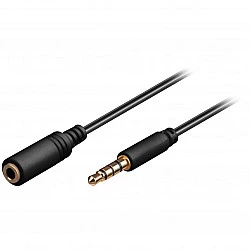 Wentronic Goobay 3,5mm-Klinke-Verlängerungskabel, Schwarz, 3 m - Klinke 3,5 mm-Stecker (4-Pin, Stereo) > Klinke 3,5 mm-Buchse (4-Pin, Stereo) (62480)