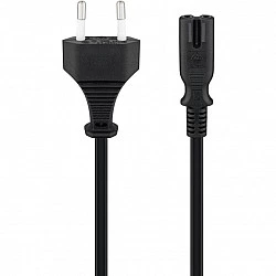 Wentronic Goobay Euro Anschlusskabel, 3 m, Schwarz - Eurostecker (Typ C, CEE 7/16) > Gerätebuchse C7 (95038)