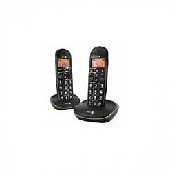 DORO PhoneEasy 100W Duo - Schnurlostelefon mit Rufnummernanzeige - DECT\GAP - Schwarz + zusätzliches Handset (380100)