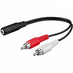 Wentronic Goobay 3,5mm-Klinke-/Cinch-Adapterkabel, Schwarz, 0.2 m - Klinke 3,5 mm-Buchse (3-Pin, Stereo) > 2x Cinch-Stecker (Audio links/rechts) (50092)