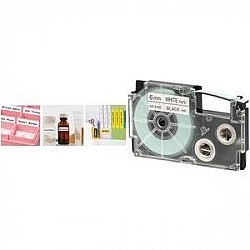 Casio XR-12YW1 - Selbstklebende Etiketten - Schwarz auf Gelb - Rolle (1,2 cm x 8 m) 1 Rolle(n) - für Disc Title Printer CW-L300, KL 170, 60, 60SR, 780, 8100, Labemo MEP-K10 (XR-12YW)