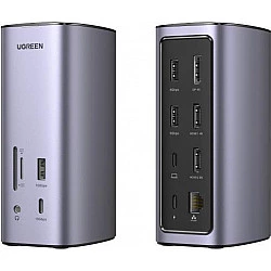 Ugreen USB-C Multifunctional Docking Station 12-in-1 - Silber - Lenovo Yoga Book - Dell XPS 13 9305 - MacBook Pro /Air - HP Spectre x360 13 - Dell XPS 15 BOOK - 9,91 mm - 9,91 mm - 9,91 mm - 10,007 g (90325)