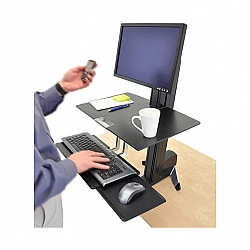 ERGOTRON WorkFit-S mittelgrosser Monitor HD mit Arbeitsflaeche bis 76cm 30Zoll VESA 75x75 100x100max max. 13,2kg. Anhebung bis 58cm