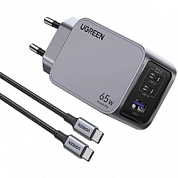 Ugreen Nexode Pro, USB + 2x USB-C, 65W + kabel USB-C 1.5m czarna