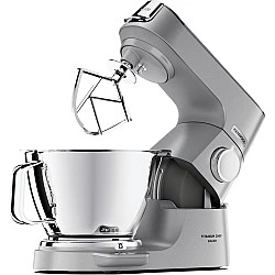Titanium Chef Baker Küchenmaschine KVC85.124SI (silber, 1.200 Watt, integrierte Waage, Timer, Patisserie-Set, Mixaufsatz)