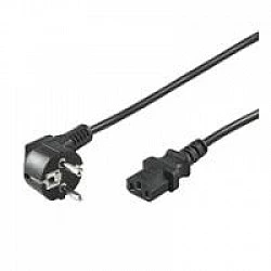 Wentronic Goobay Kaltgeräte Anschlusskabel abgewinkelt, 3 m, Schwarz - Typ F (Typ F, CEE 7/7) > Gerätebuchse C13 (Kaltgeräteanschluss) (95142)