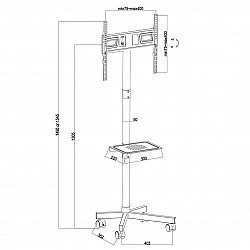 Maclean MC-949 TV Cart, Stand, Professional,32-55, on Casters, max. VESA 400x400, max. 25kg