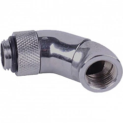 HF Winkeladapter Doppel-45° drehbar G1/4 AG auf G1/4 IG - Chrome, Verbindung chrom, für weiche Schläuche (PVC, Silikon, Neoprene)
