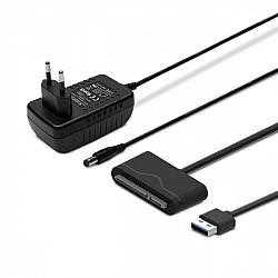 SAVIO AK-39  USB 3.0 - SATA III adapter for 3.5″/2,5 drives with power supply Black