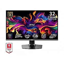 MSI MPG 322URX QD-OLED 31.5inch QD-OLED UHD 240HZ 0.03 ms DP 2.1a 2xHDMI 2.1 USB-C 3x USB 3.2 Headphone Tilt Height Pivot Swivel