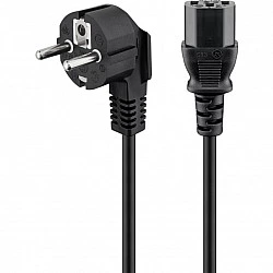 Wentronic Goobay Kaltgeräte Anschlusskabel abgewinkelt, 1,5 m, Schwarz - Typ F (Typ F, CEE 7/7) > Gerätebuchse C13 (Kaltgeräteanschluss) (68604)