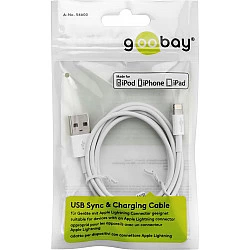 Wentronic Goobay USB Lade- und Synchronisationskabel, Weiß, 1 m - MFi Lade- und Synchronisationskabel für Apple iPhone/iPad (Weiß) (54600)