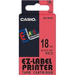 Schriftband für CASIO Label Printer, 18 mm breit, 8 m lang schwarz auf rot (IR-18RD)