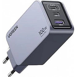 Ugreen 100W GaN Tech Nexode Pro Fast Wall Charger, 1x USB-A & 2x USB-C Space Grey (15203)