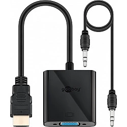Wentronic Goobay HDMI / VGA Adapter [1x HDMI-Stecker - 1x VGA-Buchse, Klinkenbuchse 3.5 mm] Schwarz Goobay (68793)