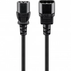 Wentronic Goobay Kaltgeräte Verlängerung, 3 m, Schwarz - Gerätestecker C14 (Kaltgeräteanschluss) > Gerätebuchse C13 (Kaltgeräteanschluss) (95287)