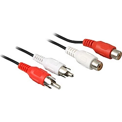 Wentronic Goobay Cinch-Verlängerungskabel, 5 m - 2x Cinch-Stecker (Audio links/rechts) > 2x Cinch-Buchse (Audio links/rechts) (50027)