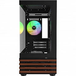 View 170 WS ARGB , Tower-Gehäuse schwarz/holz, Tempered Glass x 2, Holz-Struktur